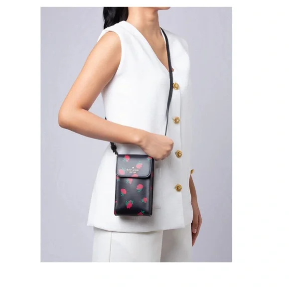 🌹NWT Kate Spade NY Saffiano Ditsy Rose Toss North South Phone Crossbody KE641🌹 - Picture 2 of 14